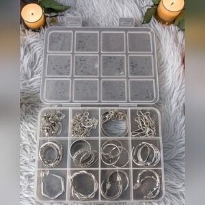 Box Full Of  Jewelry 4 Pairs Of Earrings 2 Necklaces 2 Bracelets  14 Rings